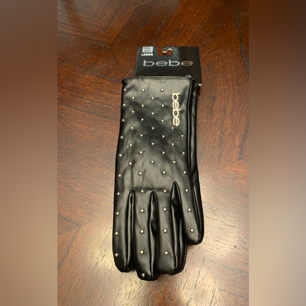 Bebe Black Gloves with Studded Accents